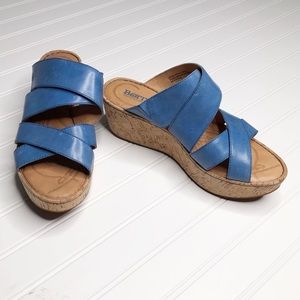 born boulder leather cork wedge
